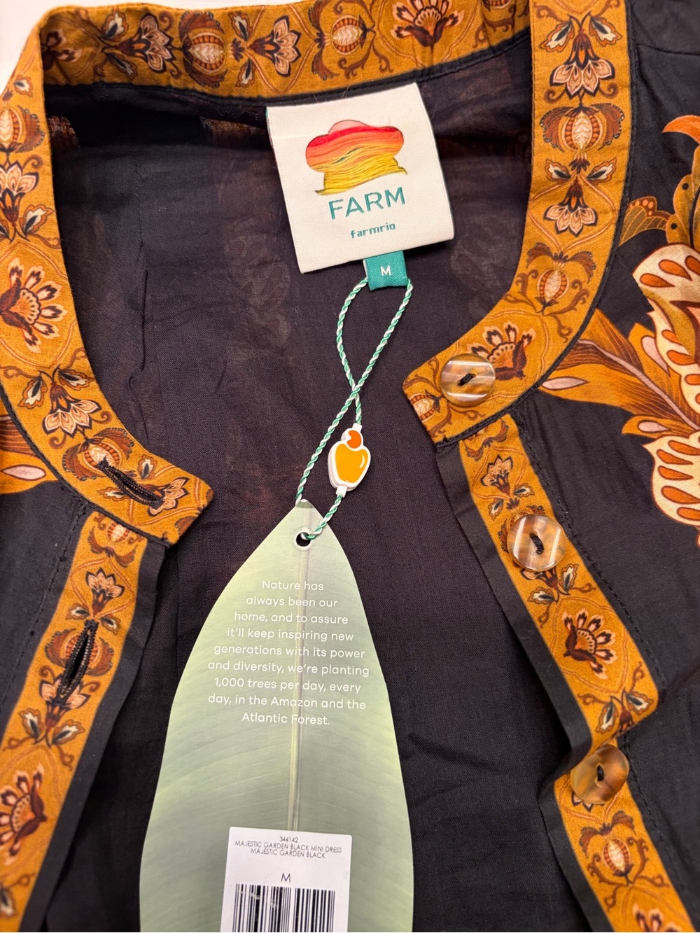 FARM Rio Majestic Garden Black Floral Belted Cotton Mini Dress, NWT π§π· - Picture 15 of 15